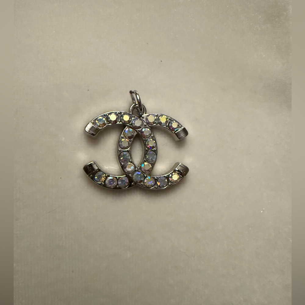 Chanel Silver Zipper Pull with Crystal Accents